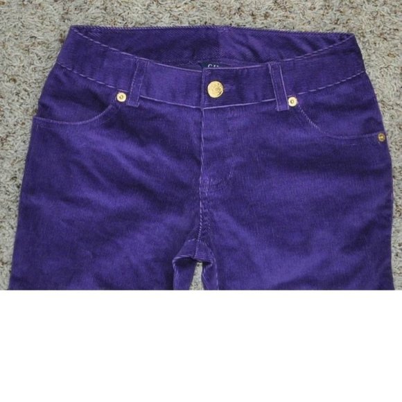 *Corduroy Jeans Chaps sz 14 Purple Pants Stretch Zip Leg 4 Pocket Girls - Picture 2 of 4